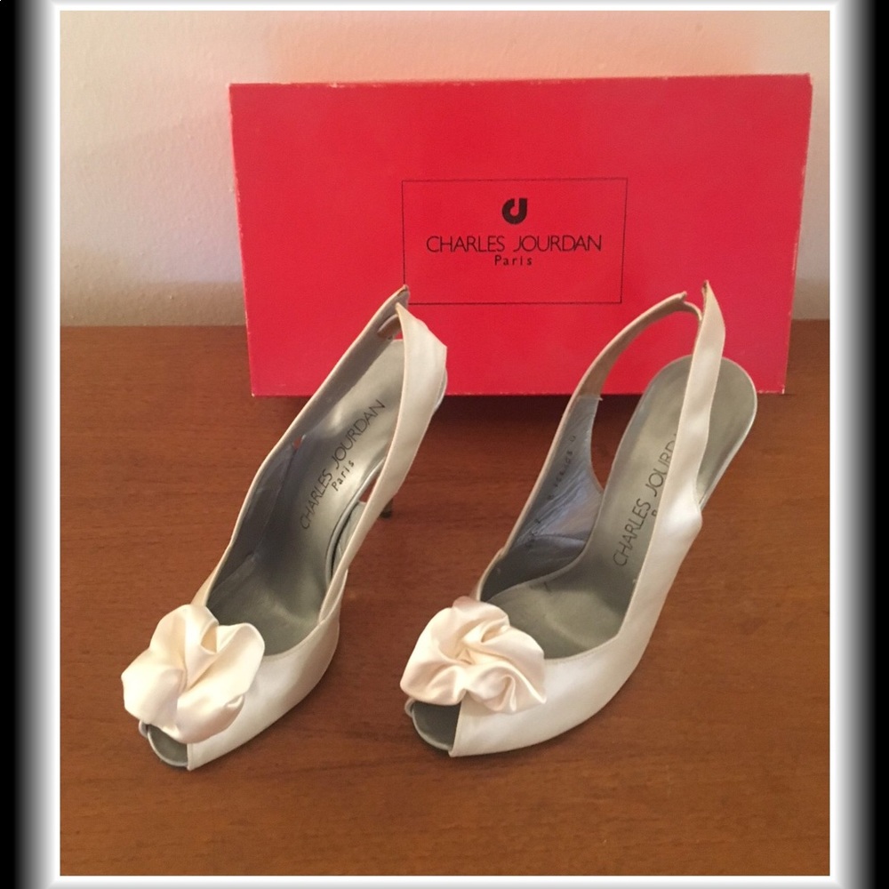 Charles Jourdan White Glamor Shoes - Size: 7B